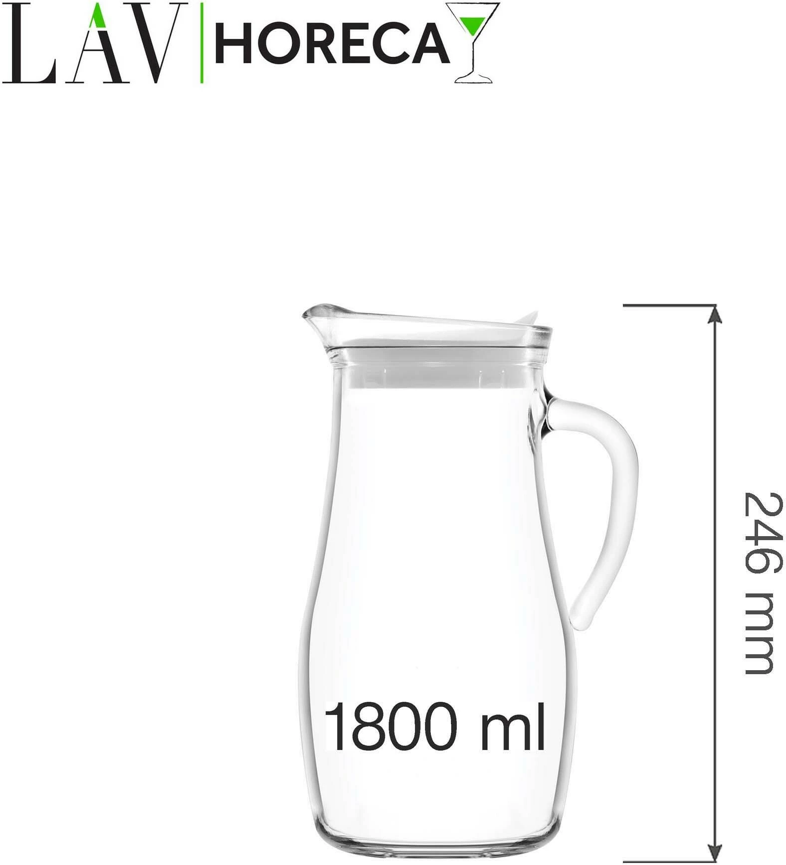 Karafë qelqi LAV Sofia 1.8 L me kapak, transparente, set 2 copë