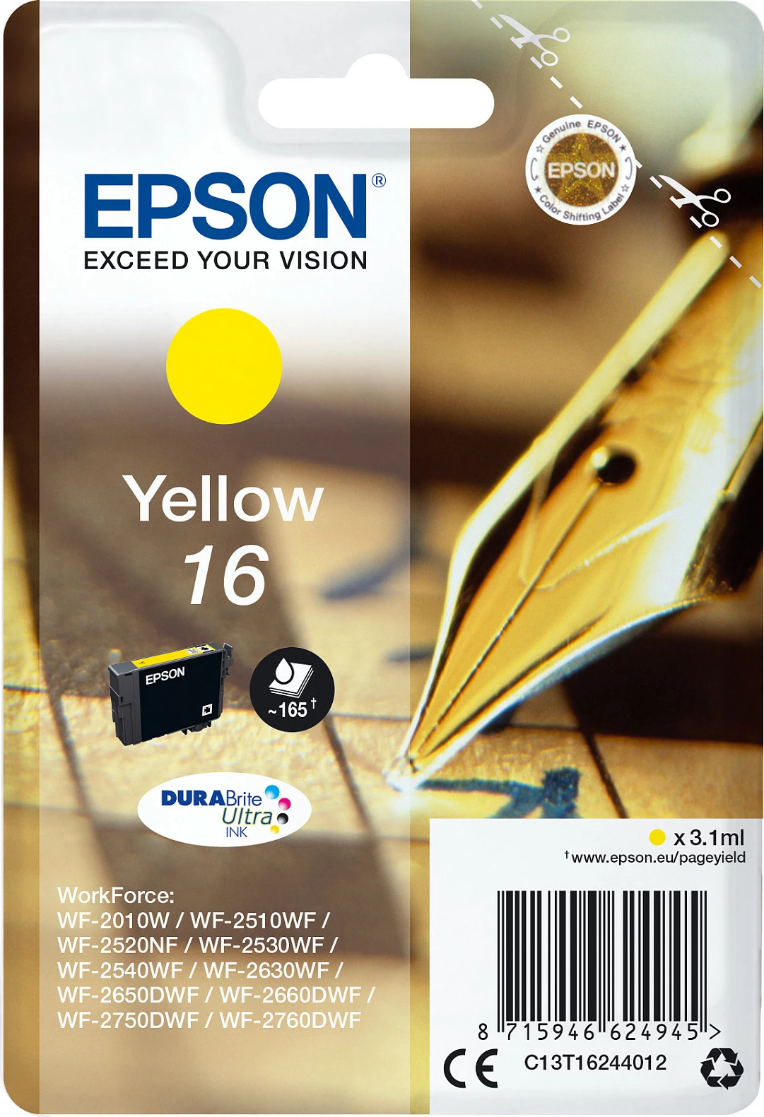 Kartush Epson Pen and crossword Singlepack Yellow 16 DURABrite Ultra Ink, Standard Yield, 3.1 ml