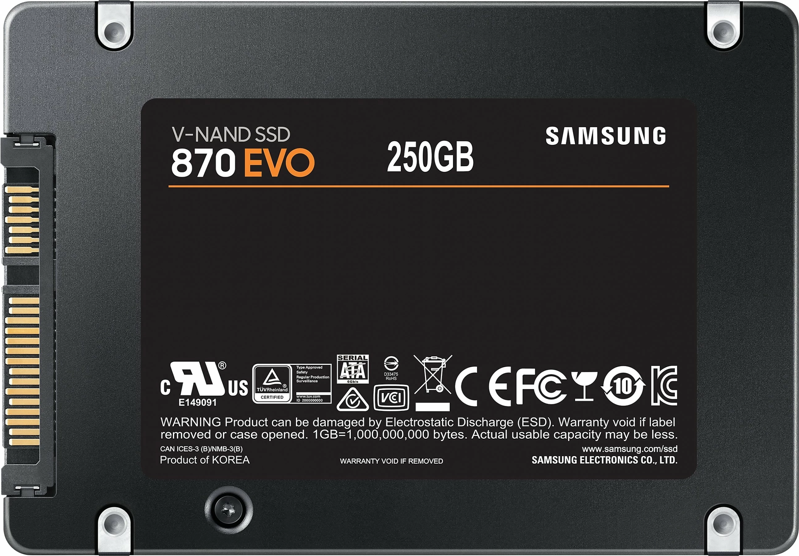 SSD Samsung 870 EVO, 250 GB, 2.5", 560 MB/s, 6 Gbit/s, e zezë