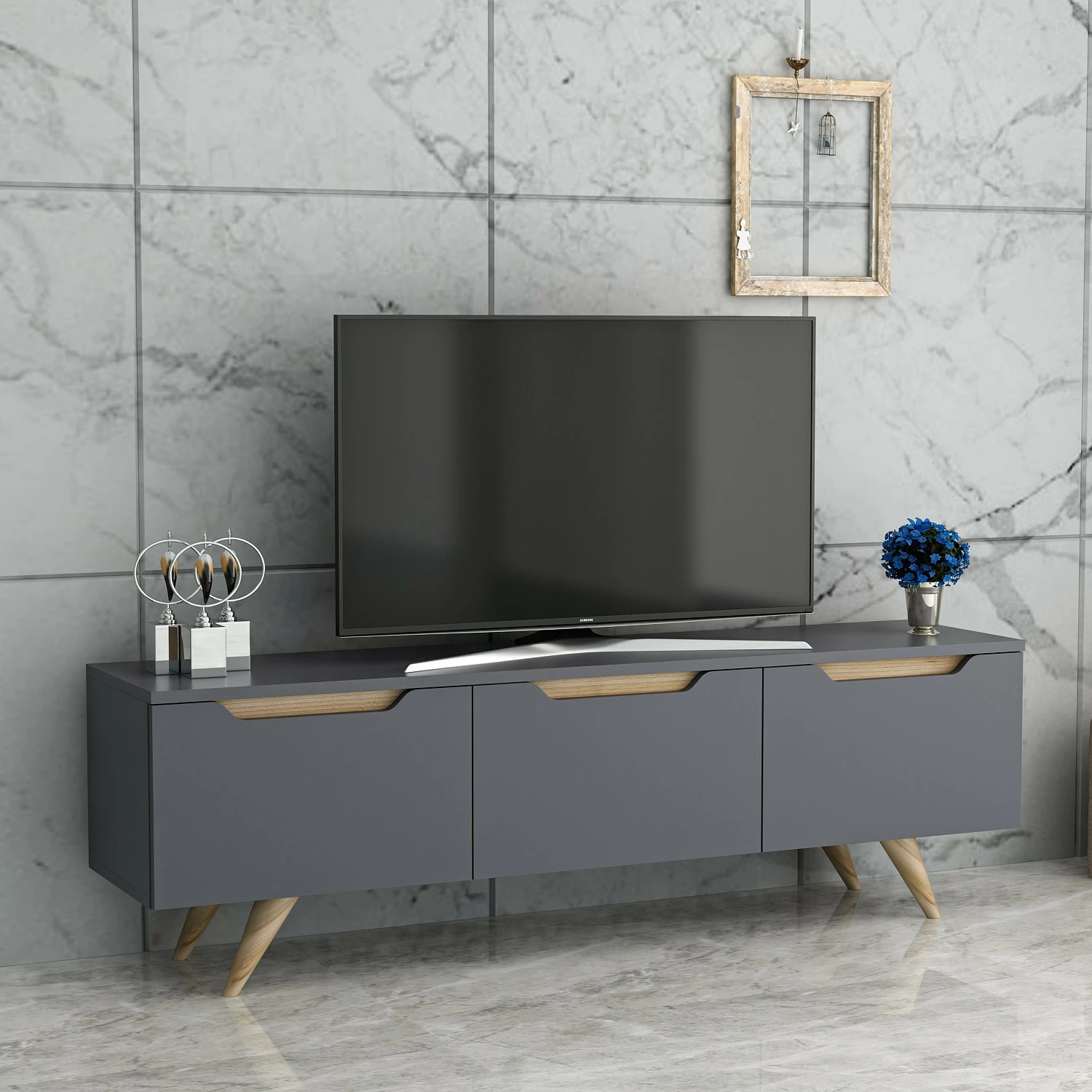 Komodë TV Hanah Home, Prag, anthracite dhe lis