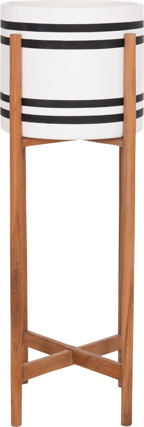 Vazo e brendshme me bazë druri teak, ngjyrë e zezë dhe e bardhë, RENTIL FH4683M, 27x66cm