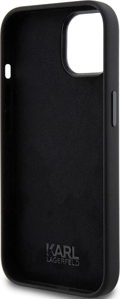 Mbështjellës Karl Lagerfeld Silicone Choupette Metal Pin për iPhone 15 Plus / 14 Plus, i zi