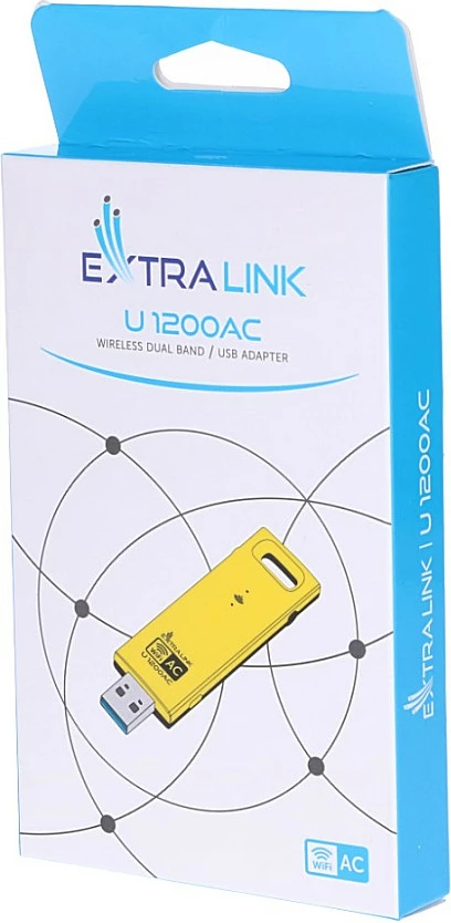 USB adapter Wi‑Fi Extralink U1200AC, AC1200, Dual Band, i verdhë
