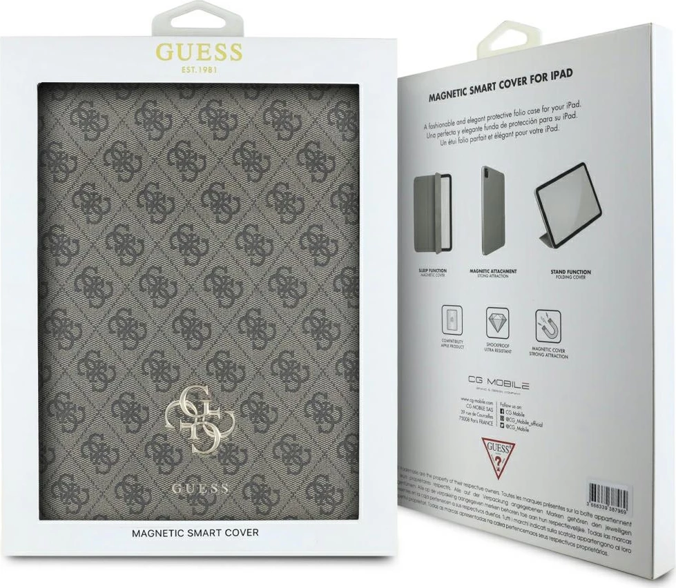Mbështjellës Guess GUFC13RM24PS4SGW për iPad Air 13" 2024, Magnetic 4G Big Logo, Kafe