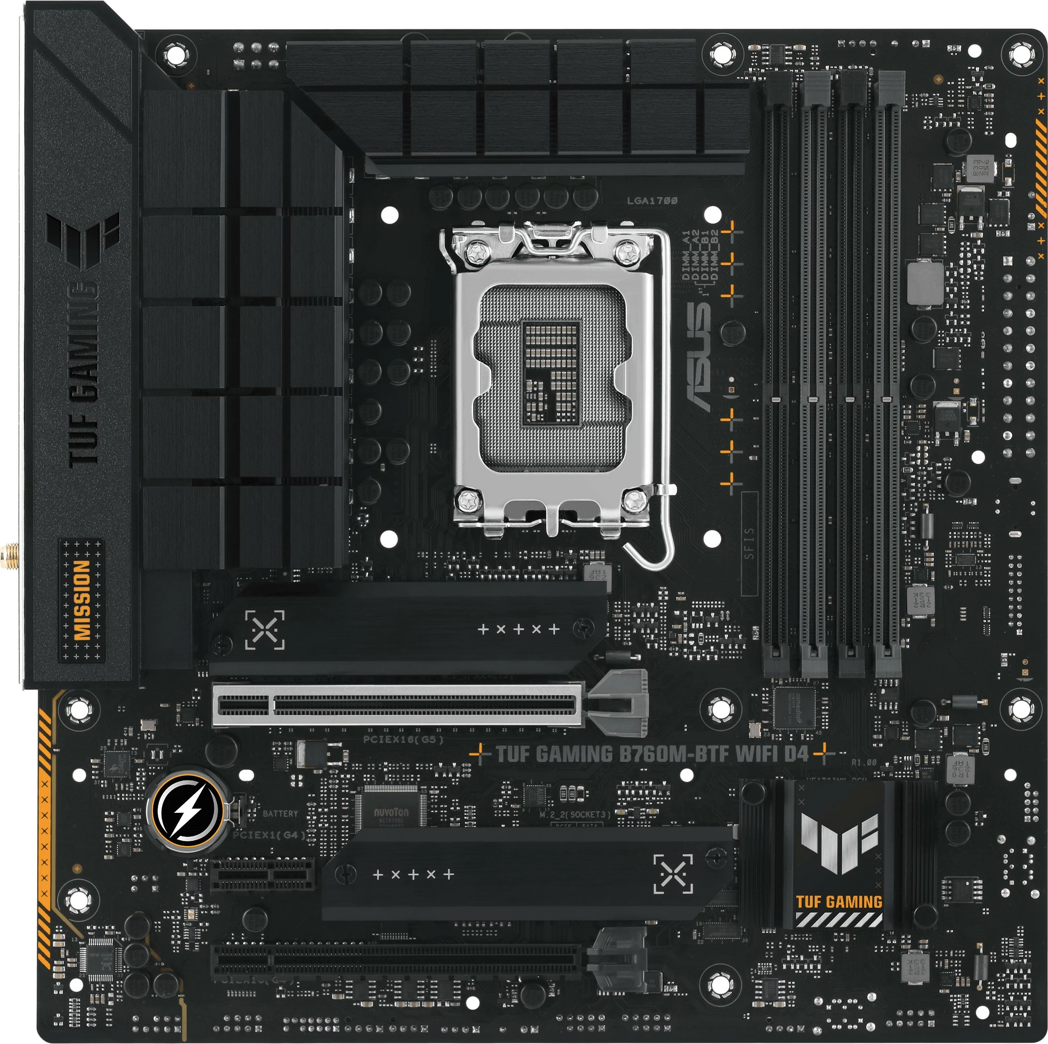 Pllakë amë ASUS TUF GAMING B760M-BTF WIFI D4, Intel, LGA 1700, DDR4, 128 GB