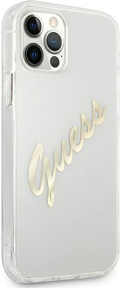 Mbështjellës Guess GUHCP12LKTRSVGO për iPhone 12 Pro Max 6.7", Transparent, Gold