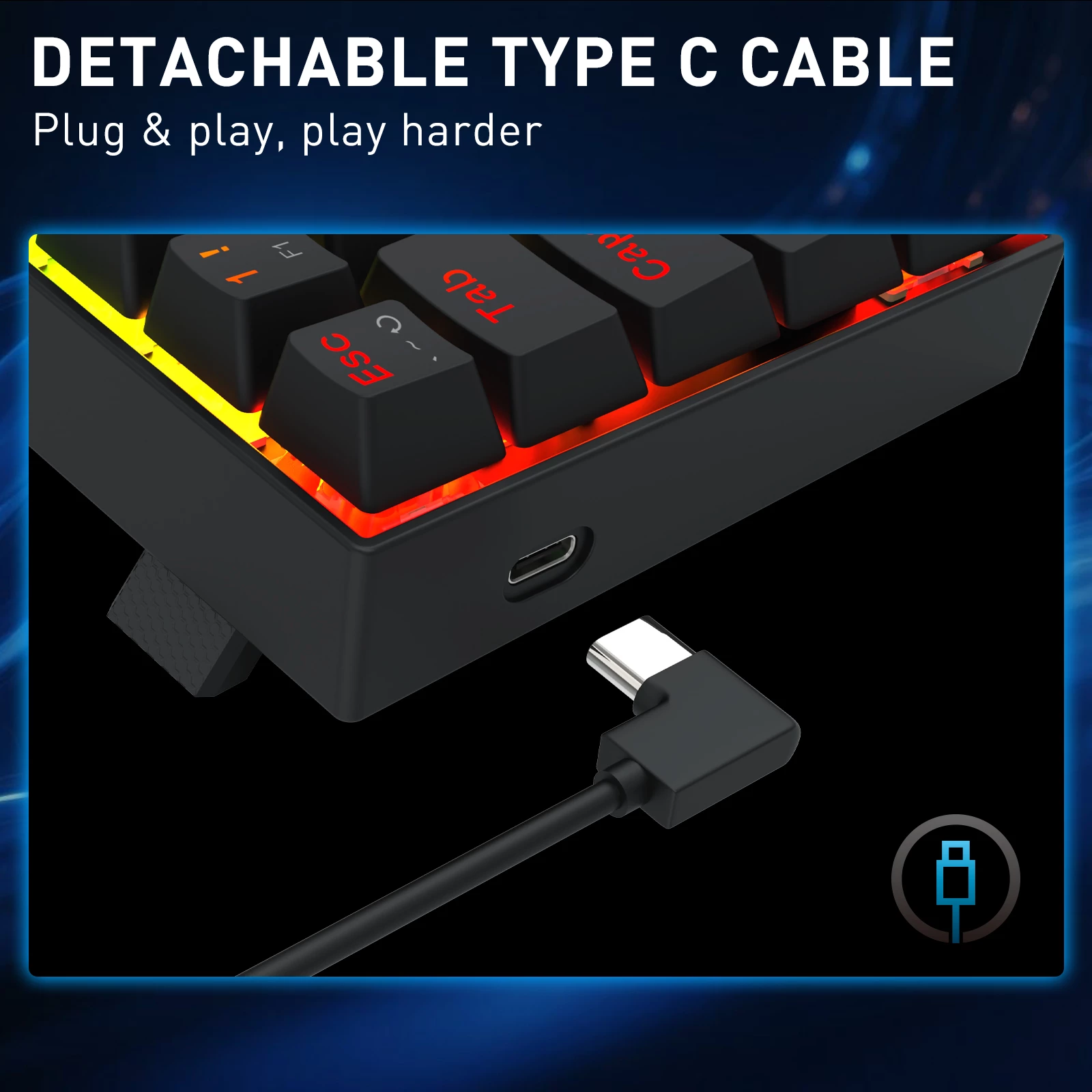 Tastierë me kabllo gaming Redragon Fizz K617RGB-M, 60% 61 taste, Hall Effect magnetike, 8000Hz, RGB, e zezë