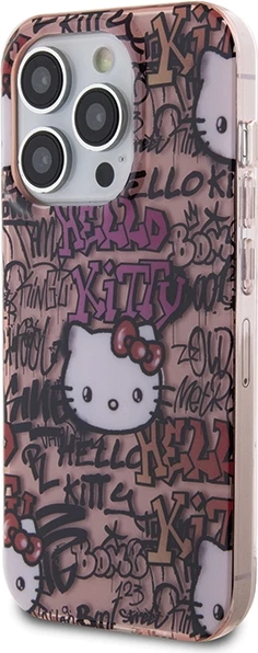 Mbështjellës Hello Kitty IML Tags Graffiti për iPhone 14 Pro Max, rozë