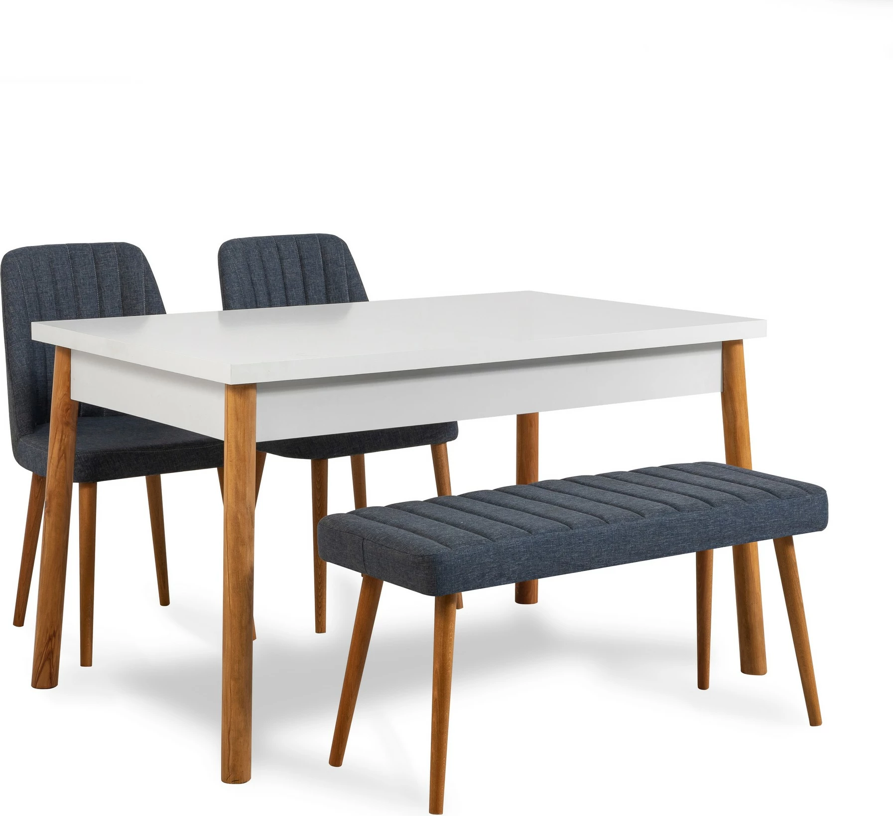 Set tavoline me karrige (4 copë), Hanah Home, Costa Atlantic-White Navy Blue