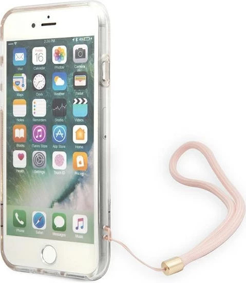 Mbështjellës Guess 4G Print Strap për iPhone SE 2022/SE 2020/7/8, rozë