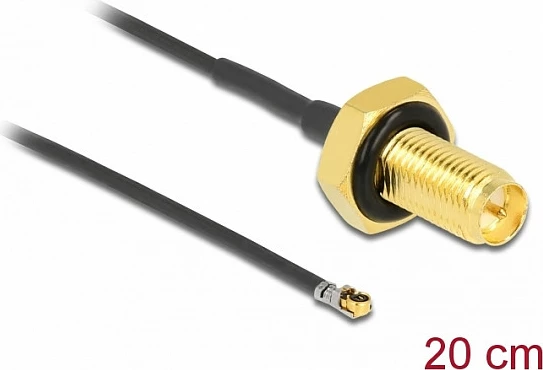 Kabllo antene DeLOCK 12657, RP-SMA në MHF 4L LK, 0.2 m, 50Ω, e zezë