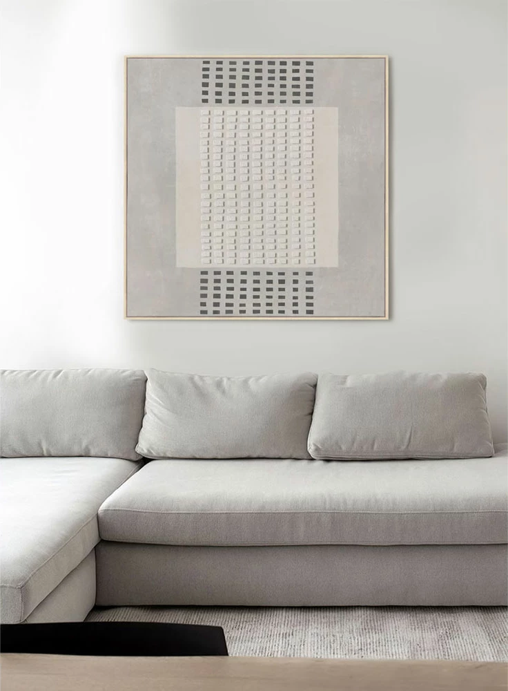Pikturë dekorative FRAMED DREAM me kornizë, kanavacë, ngjyrë gri e çelët-bezhë, 80x80x4cm