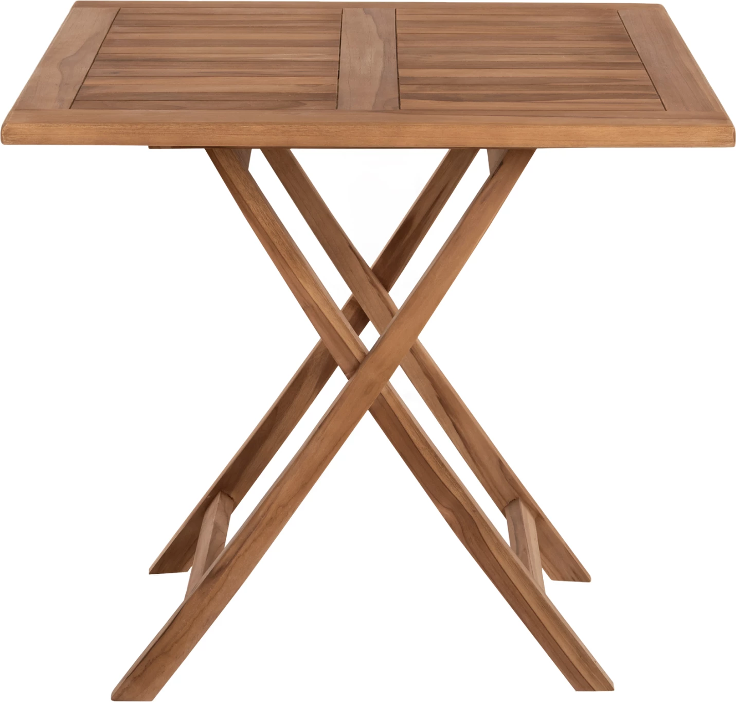 Tavolinë katrore për ngrënie jashtë, e palosshme, dru teak, ngjyrë natyrale, KENDALL FH9544, 80x80x75 cm