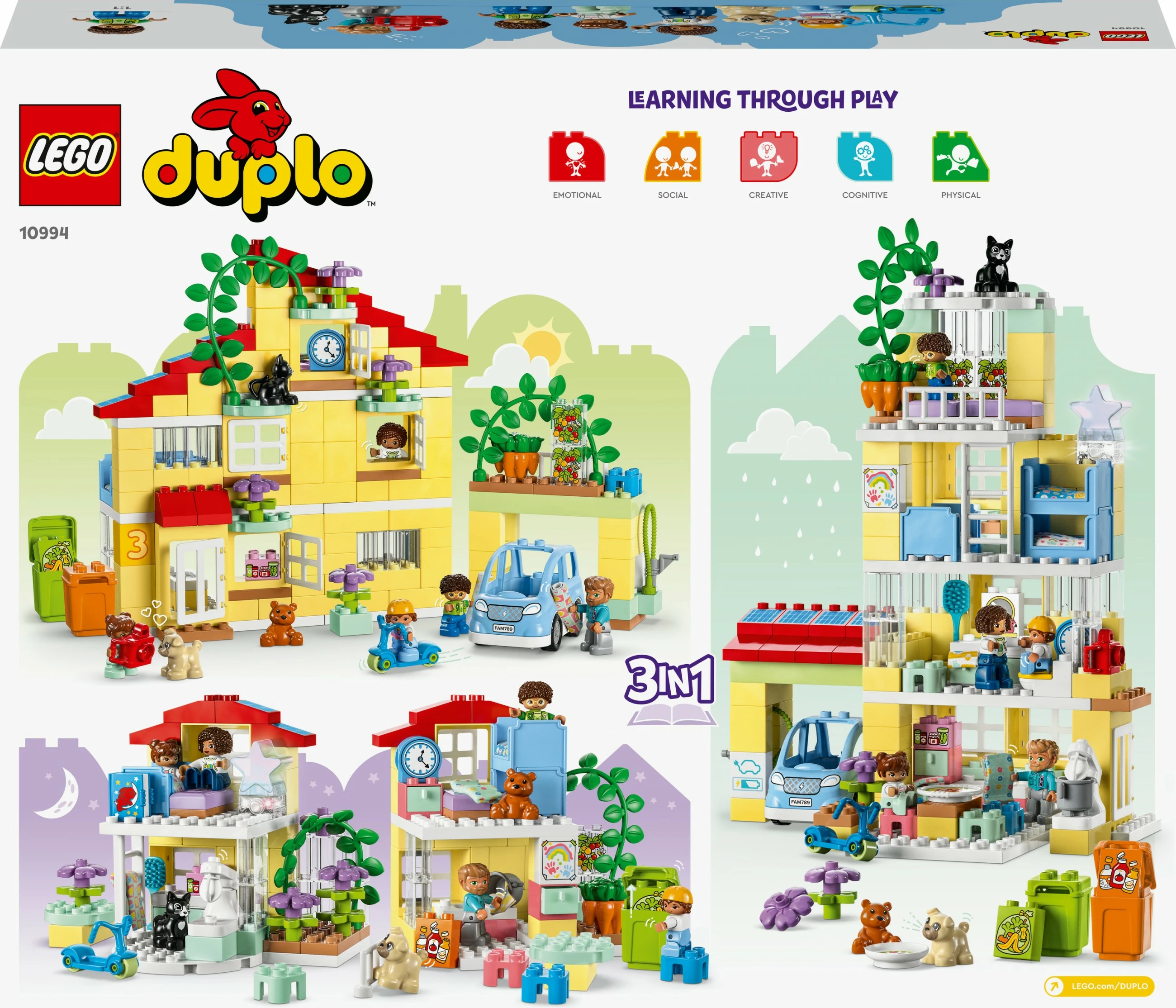 Set ndërtimi LEGO DUPLO 3in1 Family House, 218 pjesë, plastikë