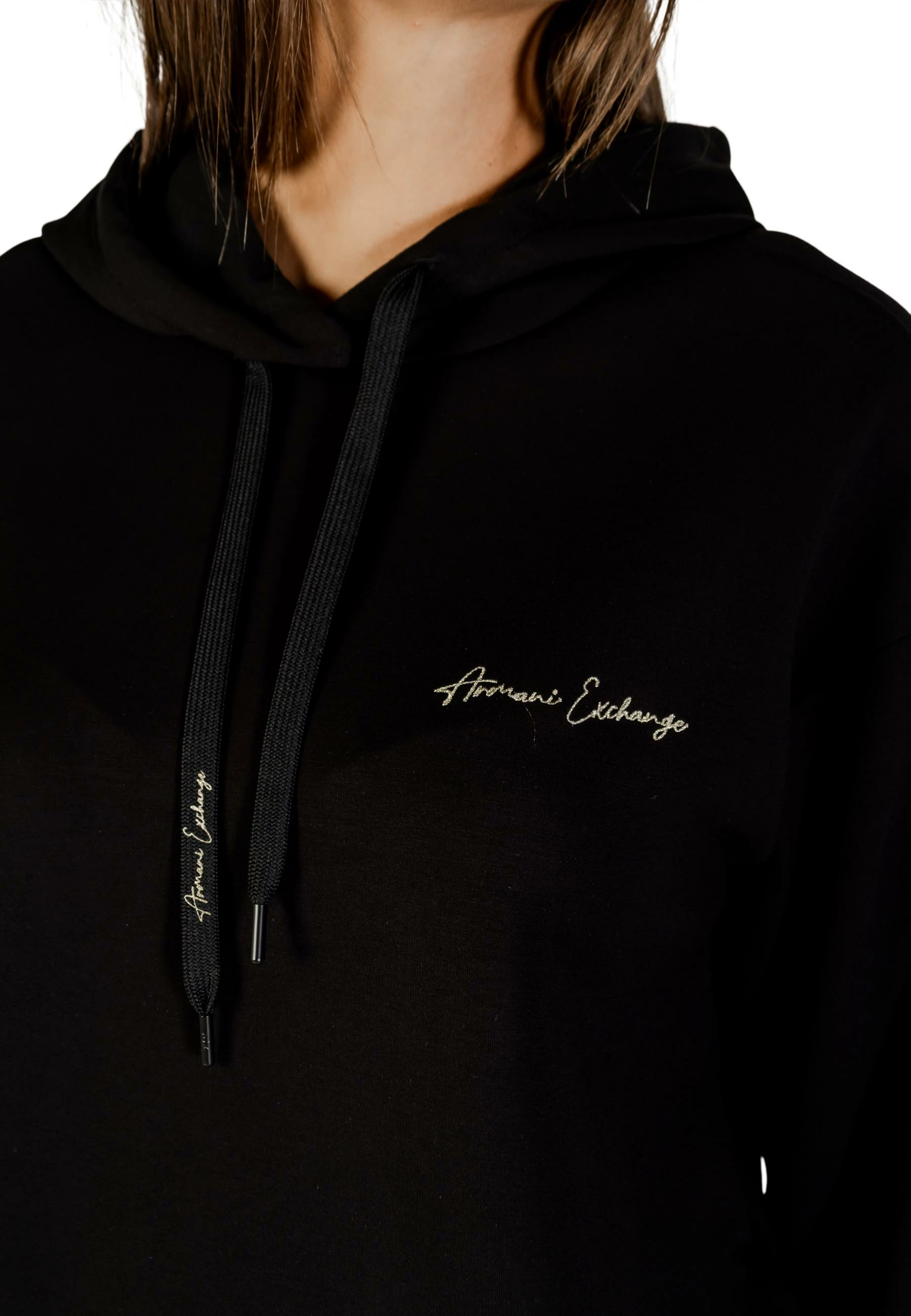 Duks me kapuç për femra Armani Exchange XW000836 AF13397, i zi me ari [Madhësia: L]