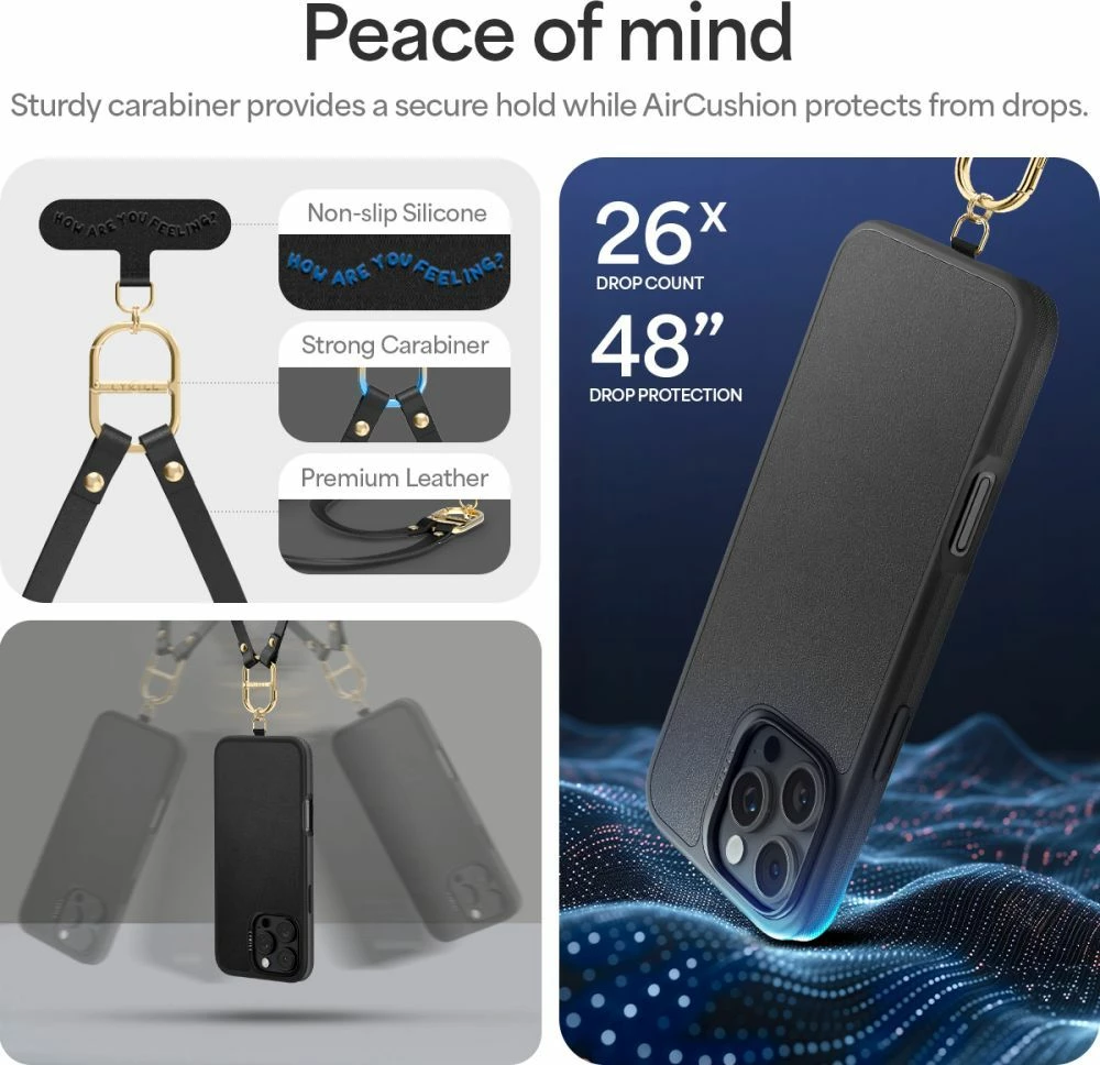 Mbështjellës Spigen Cyrill Classic Charm MagSafe për iPhone 16 Pro Max, i zi, me rrip