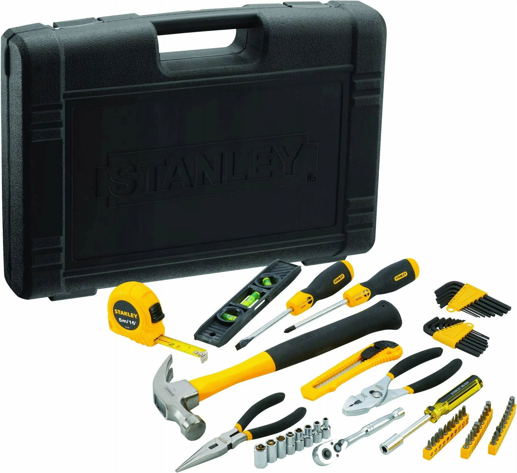 Set veglash Stanley STMT0-94248, me valixhe plastike, e verdhë, 65 copë