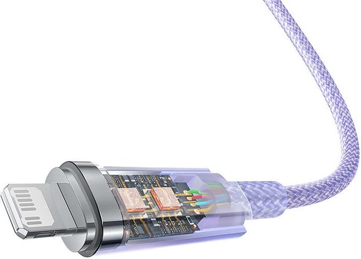 Kabllo karikimi e shpejtë Baseus Explorer Series USB-C në Lightning, 1m, 20W, vjollcë