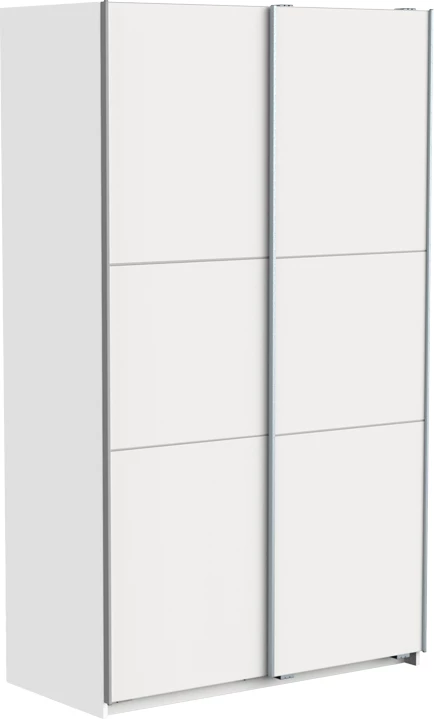 Dollap me dy dyer rrëshqitëse Kawen, ngjyrë e bardhë matte, 116.5x60x203cm