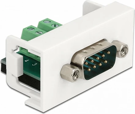 Modul lidhës DeLOCK Easy 45, D-Sub 9-pin mashkull në bllok terminal 10-pin, 22.5x45 mm, i bardhë