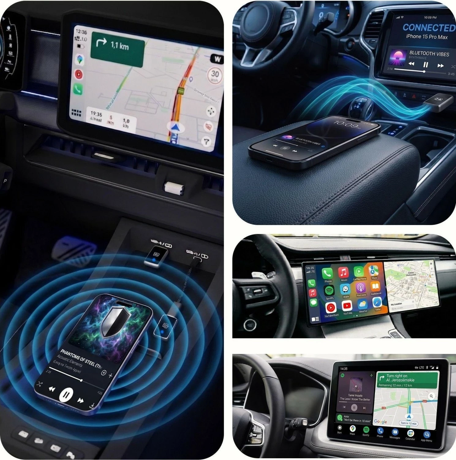 Adapter wireless 3MK DriveLink Duo, Apple CarPlay/Android Auto, Wi‑Fi 6, Bluetooth 5.4, USB‑A, gri