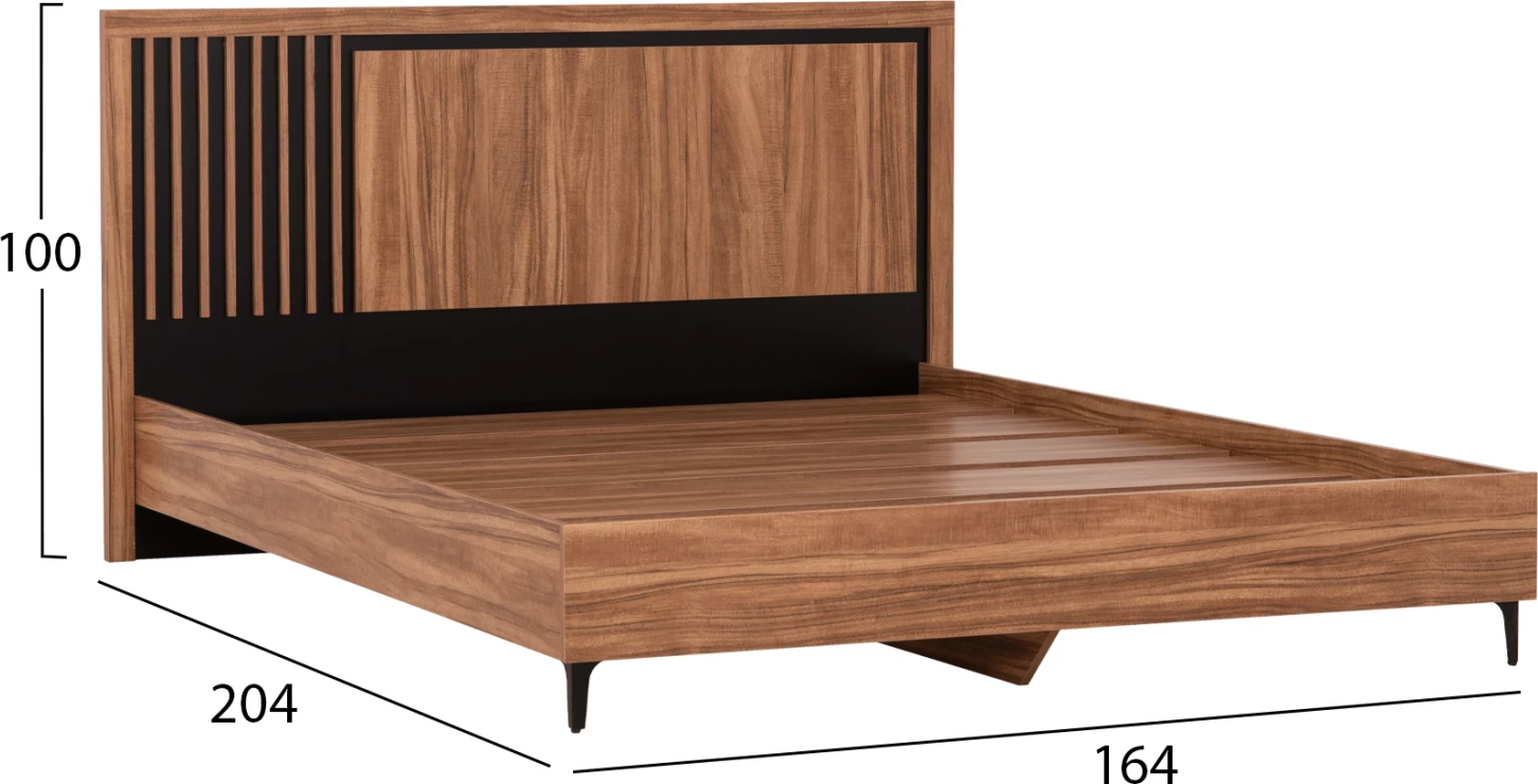 Krevat dopio seri HARRY FH688.01 melaminë ngjyrë druri natyral dhe e zezë 164x204x100Hcm.