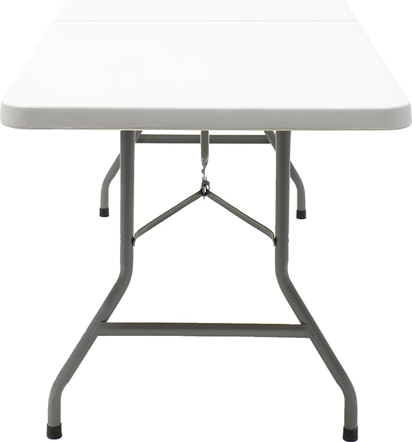 Tavolinë palosëse për kamping, kornizë metalike, ngjyrë e bardhë, 152x60x74cm