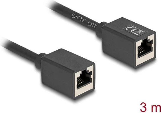 Kabllo zgjatëse rrjeti DeLOCK Cat6A S/FTP, RJ45 femër-femër, 3m, e zezë
