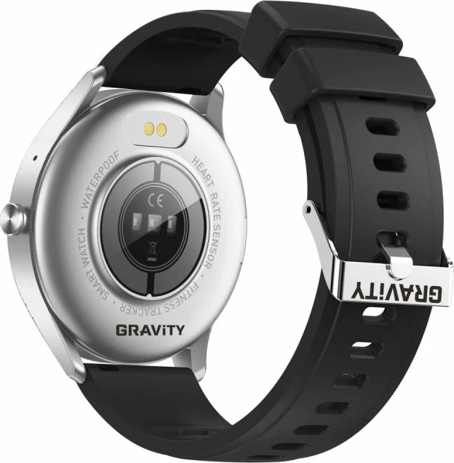 Smartwatch Gravity për femra, zi-e argjendtë