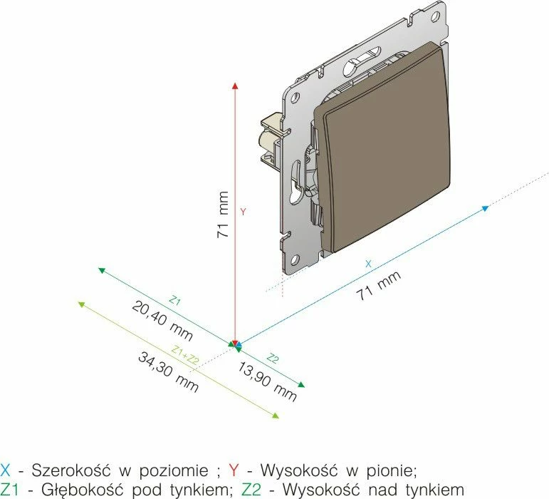 Ndërprerës njëpol KOS Vena 515011, 16AX 250V, IP20, pa ndriçim, pa kornizë, satin