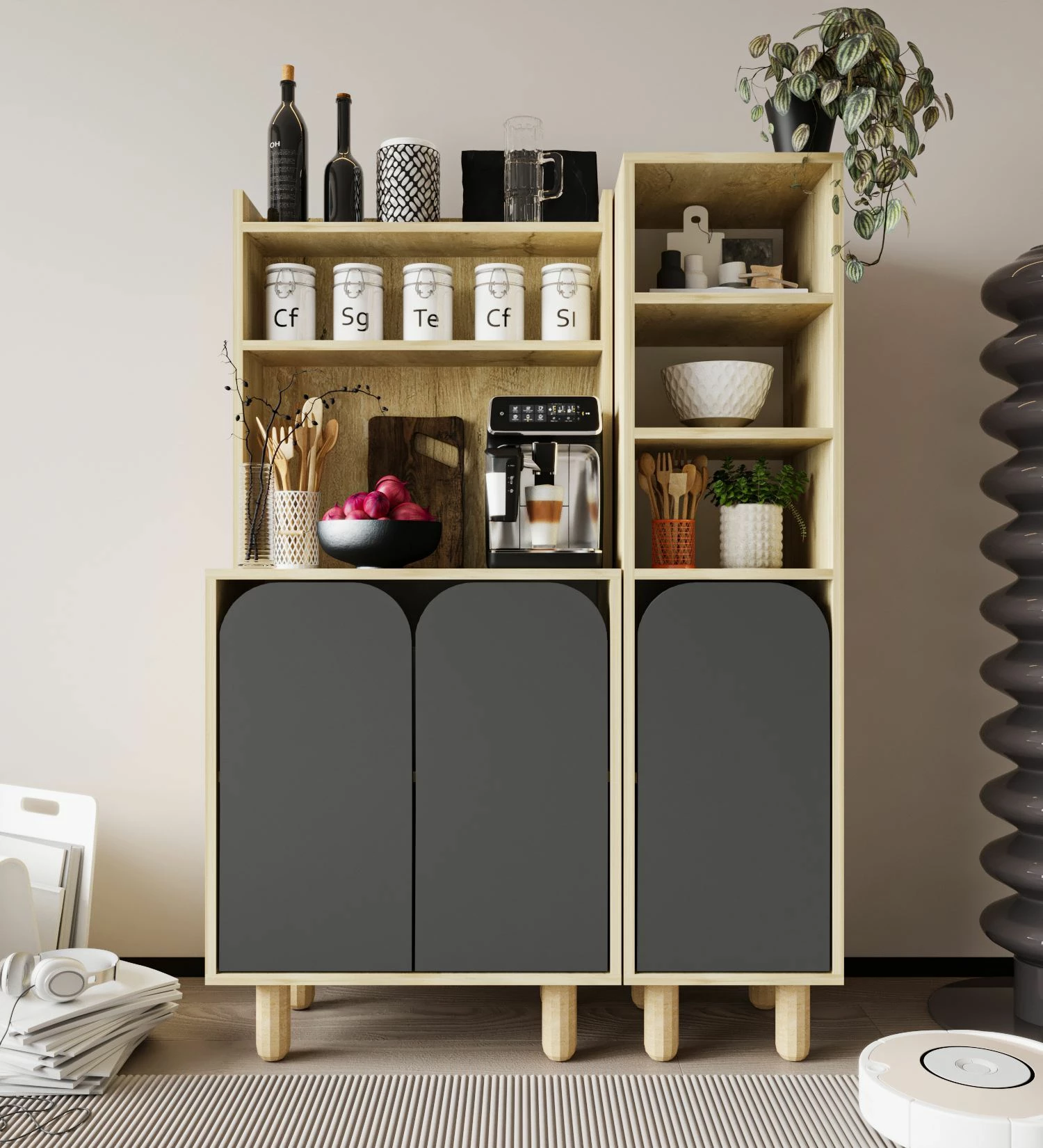 Dollap multifunksional Skye Decor, Parma 3, ngjyrë lis safir, antracit