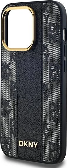 Mbështjellës DKNY Leather Checkered Mono Pattern MagSafe për iPhone 13 Pro Max, i zi