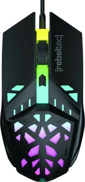 Maus gaming Rebeltec SHARK, USB me kabllo 1.8 m, 800–2400 DPI, RGB, i zi