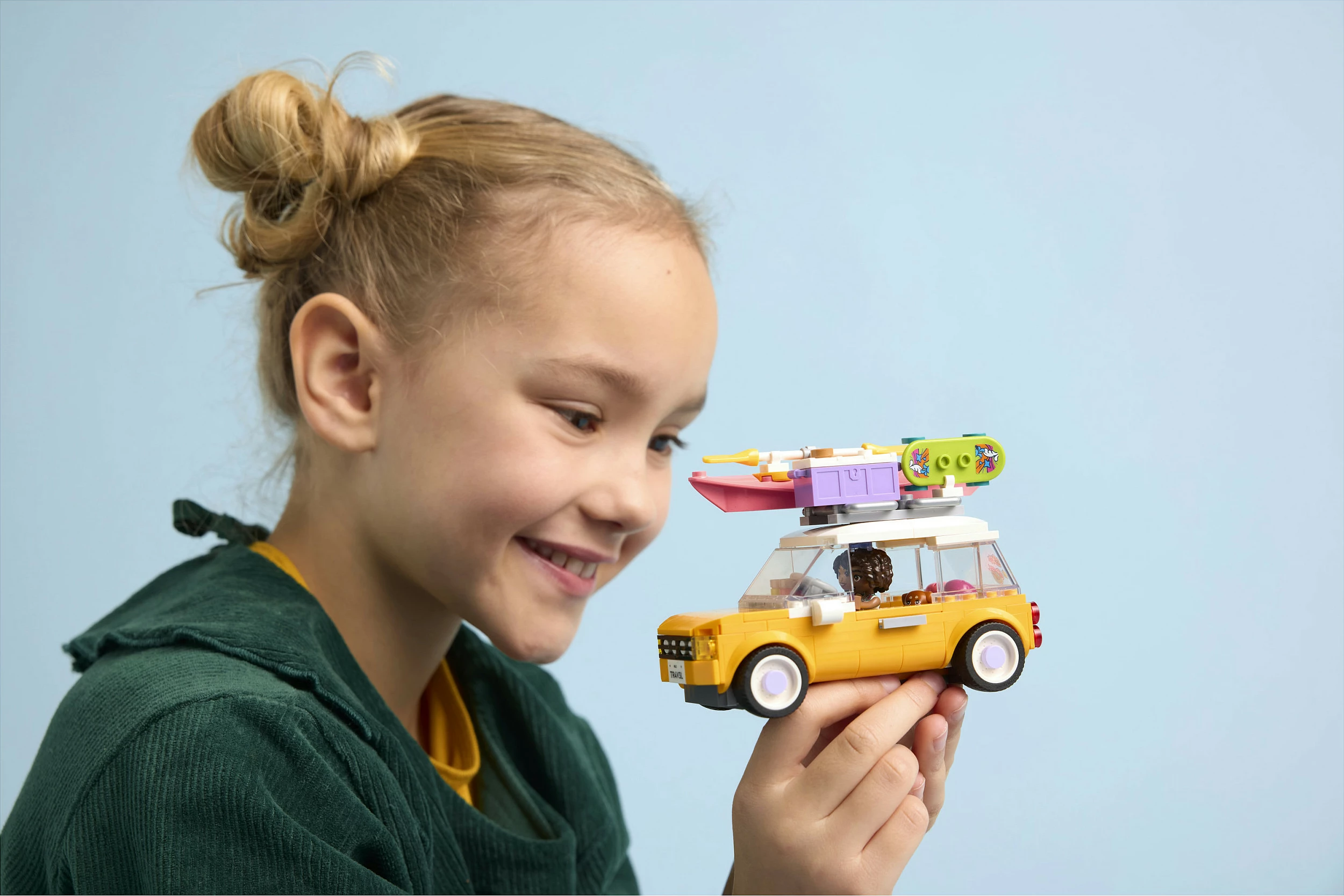 Set ndërtimi LEGO Friends 42659, veturë udhëtimi, 220 copë, e verdhë