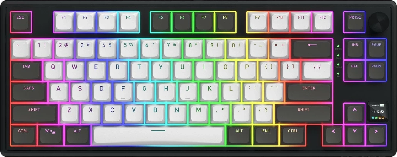 Tastierë mekanike Hator Skyfall 80 PRO Wireless, RGB, 75%, hot-swap, gri-e zezë