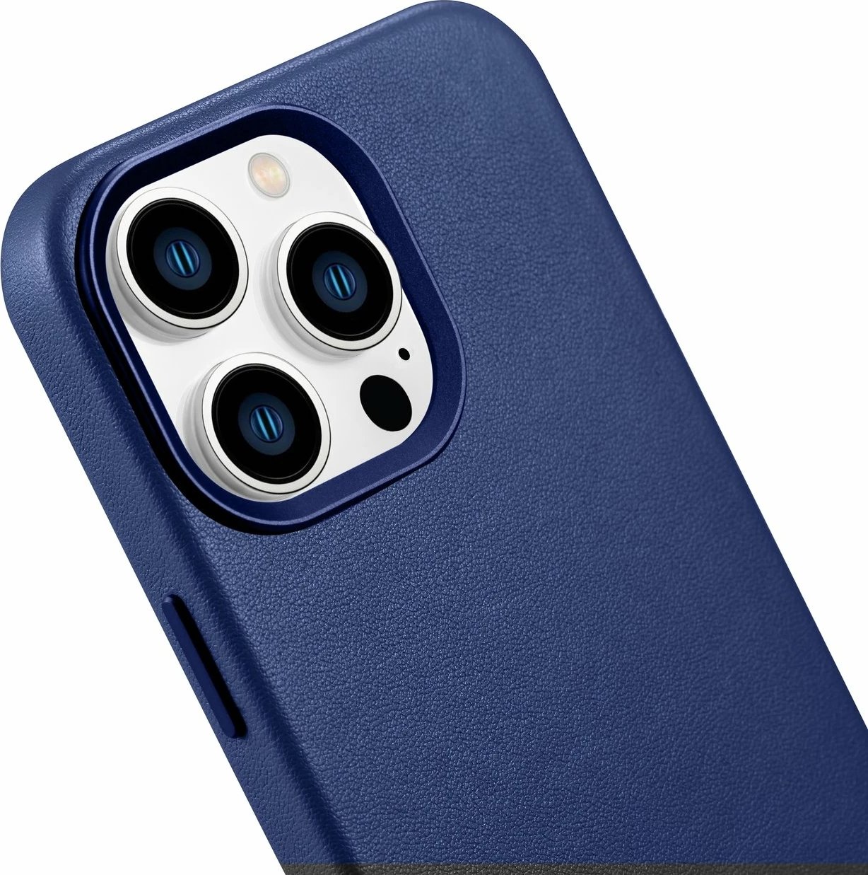 Mbështjellës iCarer për iPhone 14 Pro Max, lëkurë natyrale, MagSafe, kaltër