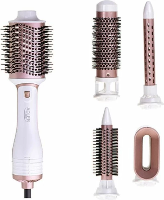 Tharëse flokësh 5-në-1 Adler AD2027 1200W, set me 5 shtojca, pearl white/rose gold