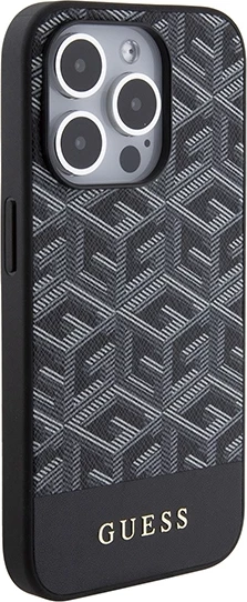 Mbështjellës Guess GCube Stripes MagSafe për iPhone 15 Pro Max, i zi