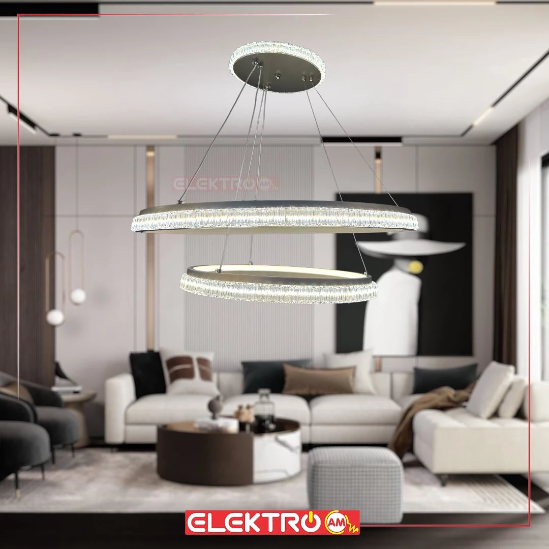 Abazhur LED i varur me kristale 11085-4+6 GR