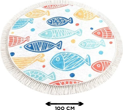 Tapet banje i rrumbullakët, shumëngjyrësh, Mijölnir Fish Djt, 100cm