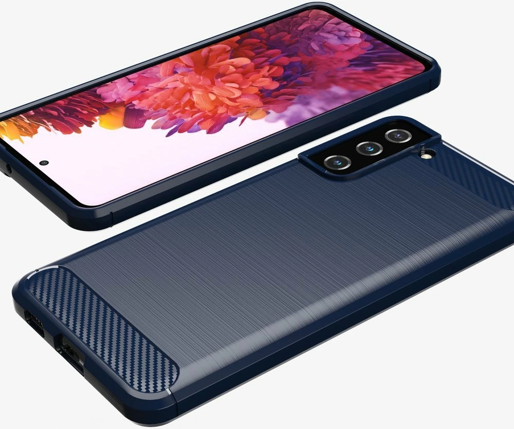 Mbështjellës Hurtel Carbon Case për Samsung Galaxy S21+ 5G, TPU, blu