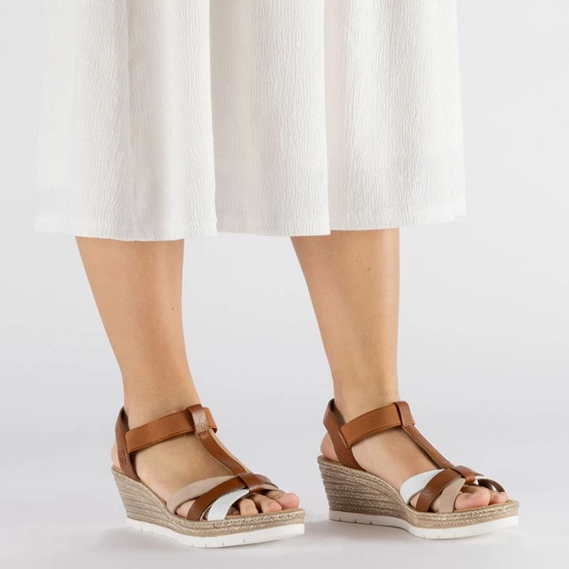 Sandale platforme femra Rieker 61995-81, kafe