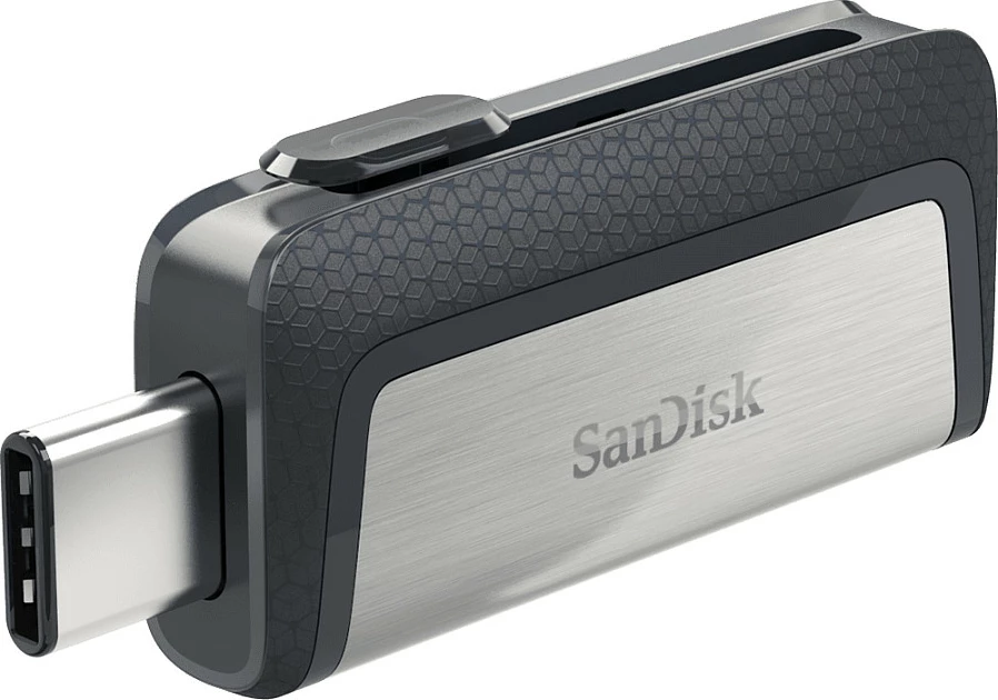 USB flash SanDisk Ultra Dual Drive, 128GB, USB Type-A/Type-C, e zezë/argjendtë