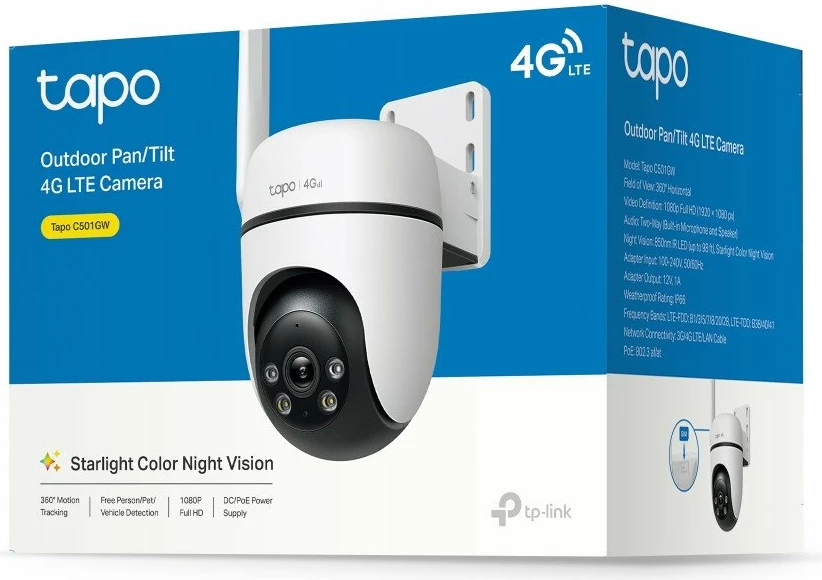 Kamerë sigurie IP TP-Link Tapo C501GW 2MP Full HD 1080p PTZ 4G LTE/WiFi PoE IP66 IR 30m microSD deri 512GB bardhë/zezë
