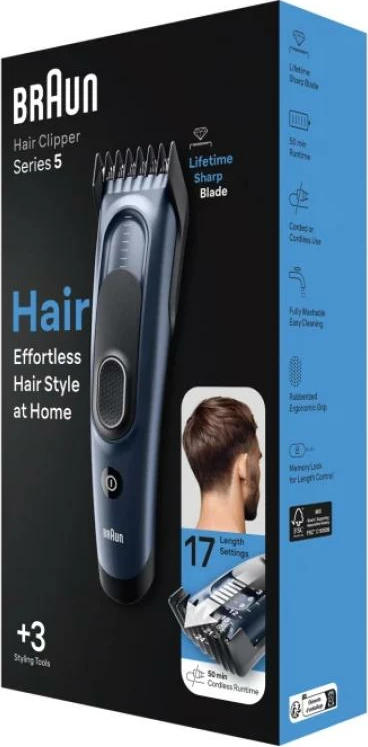 Makinë qethëse Braun HC5350, 1-42 mm, USB, 40 min, blu