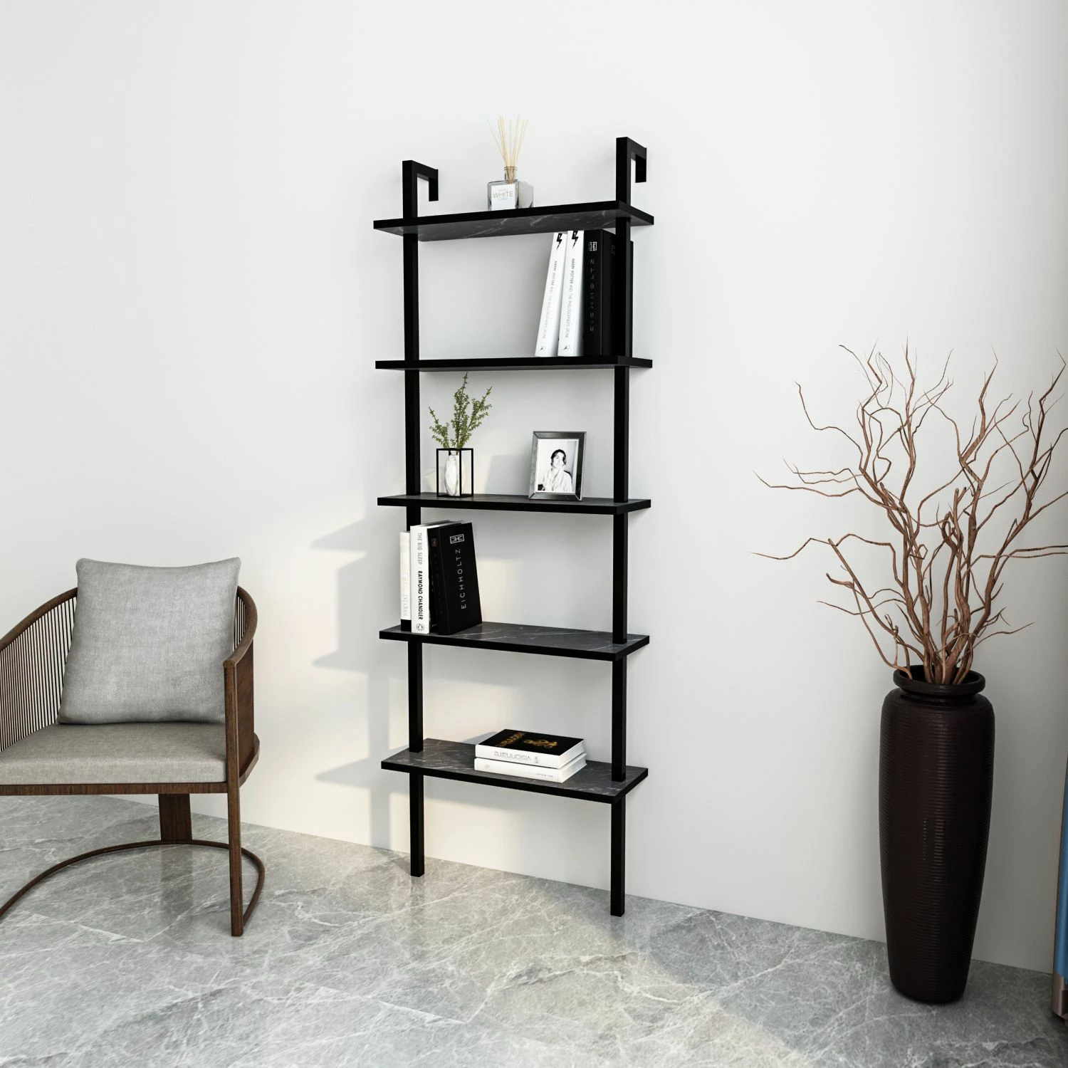 Raft librash Hanah Home, Piante, ngjyrë e zezë