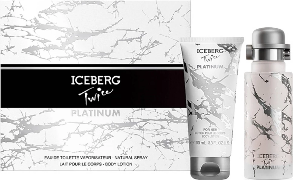 Set Eau de Toilette dhe balsam trupi për femra Iceberg Twice Platinum, 125ml + 100ml