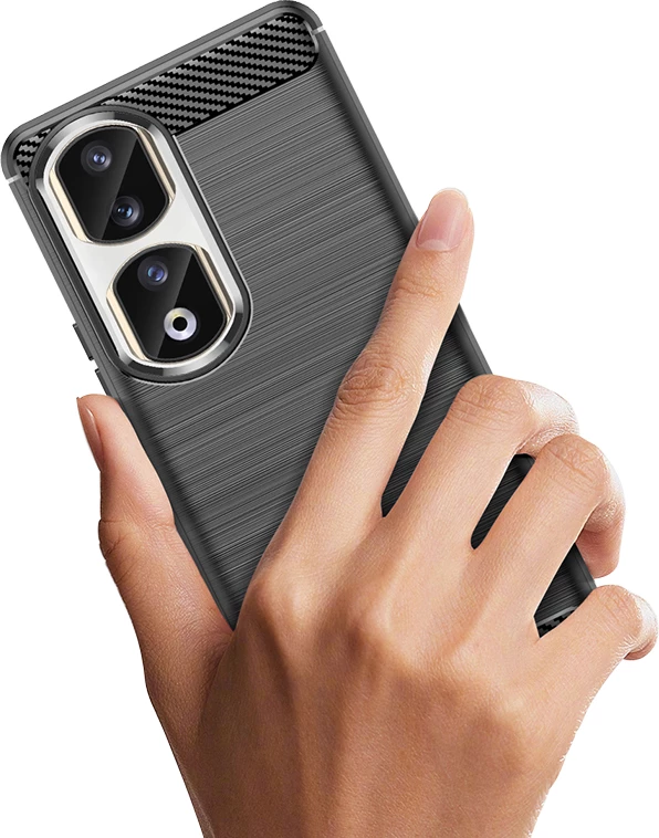 Mbështjellës Hurtel Carbon Case për Honor 90 Pro, i zi