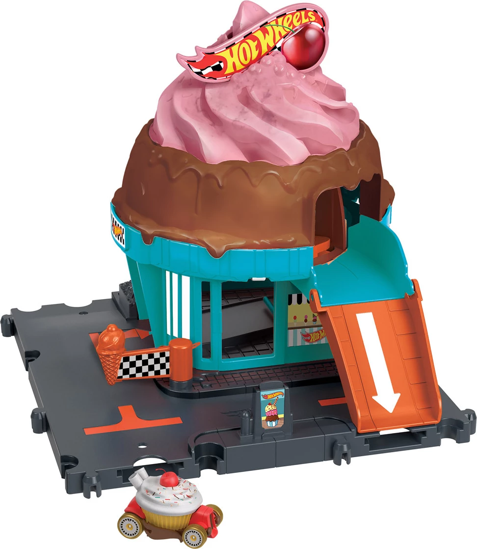 Hot Wheels City Downtown Ice Cream Swirl Playset