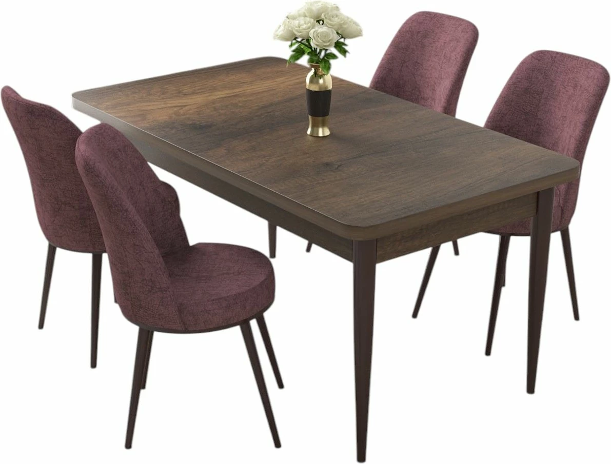 Tavolinë me karrige, 5 copë, Skye Decor, ngjyrë barok dhe dusty rose